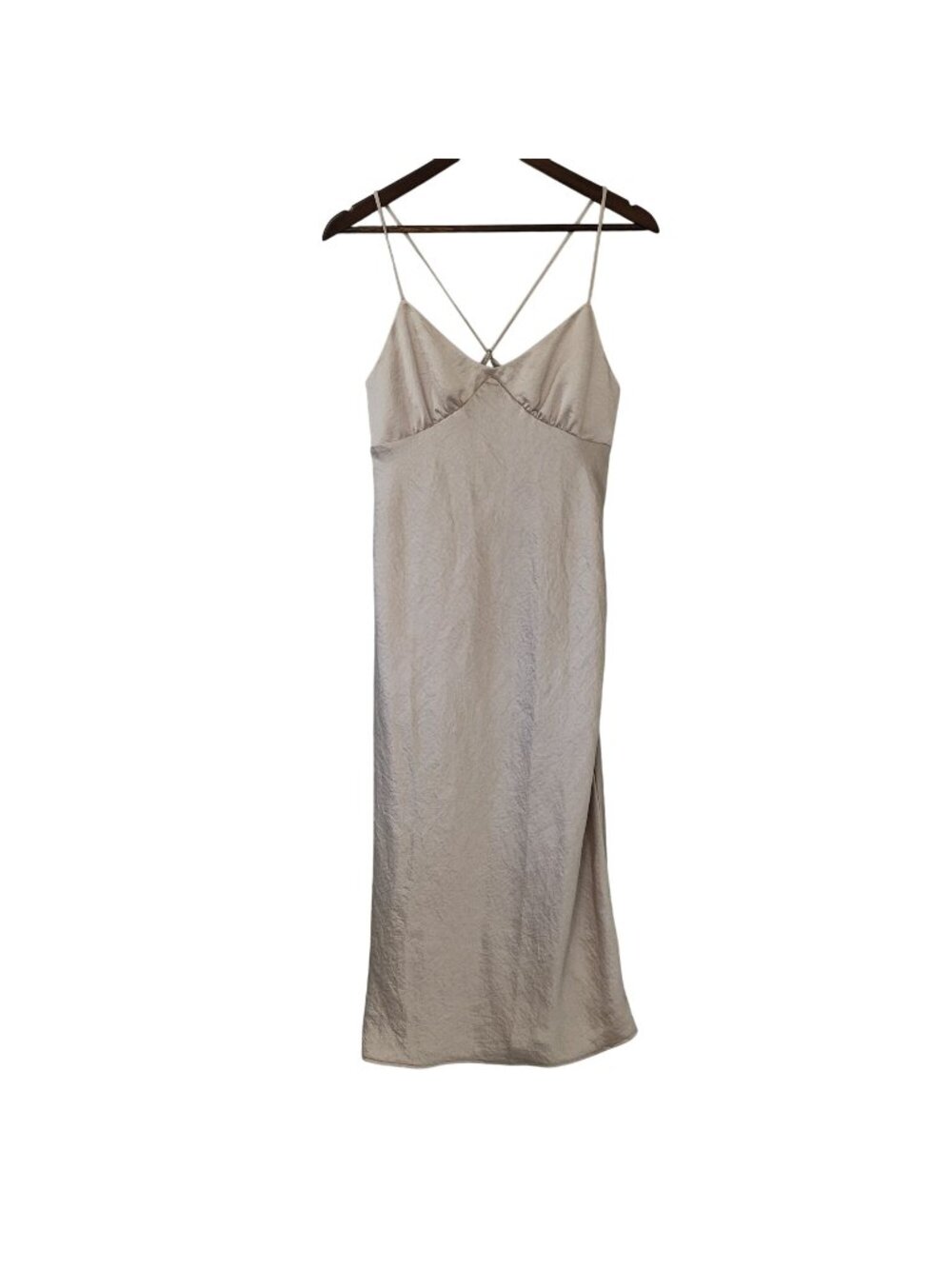 Madewell Sadie Midi Slip Dress Womens Size 6 Beige Sleeveless Strappy Cross Back